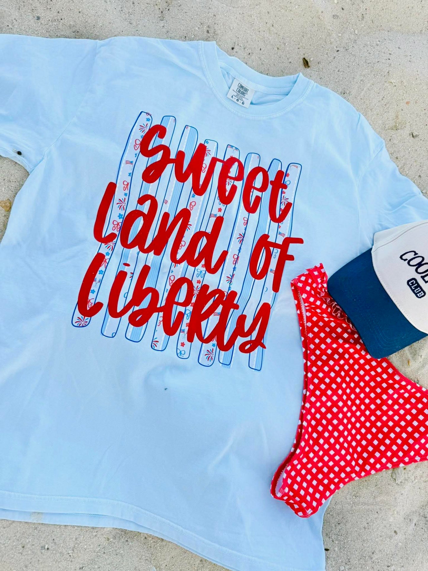 Sweet Land of Liberty Striped DTF JULY38 Top