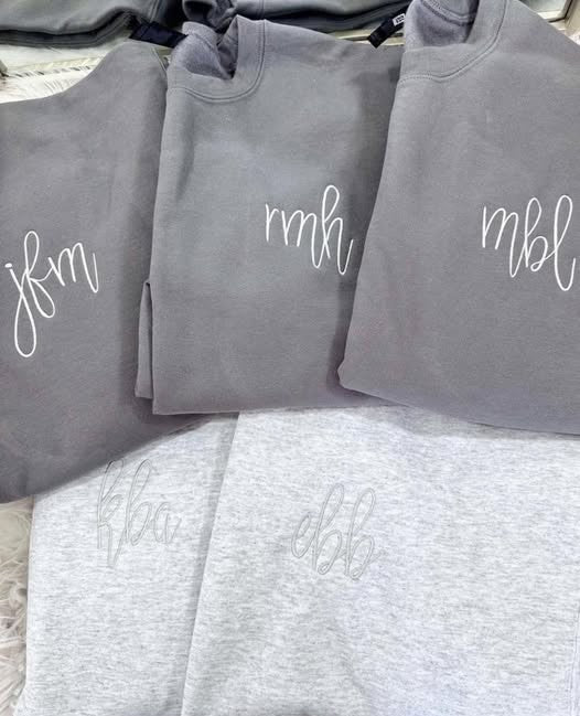 Simple Cursive Monogram Embroidery Apparel