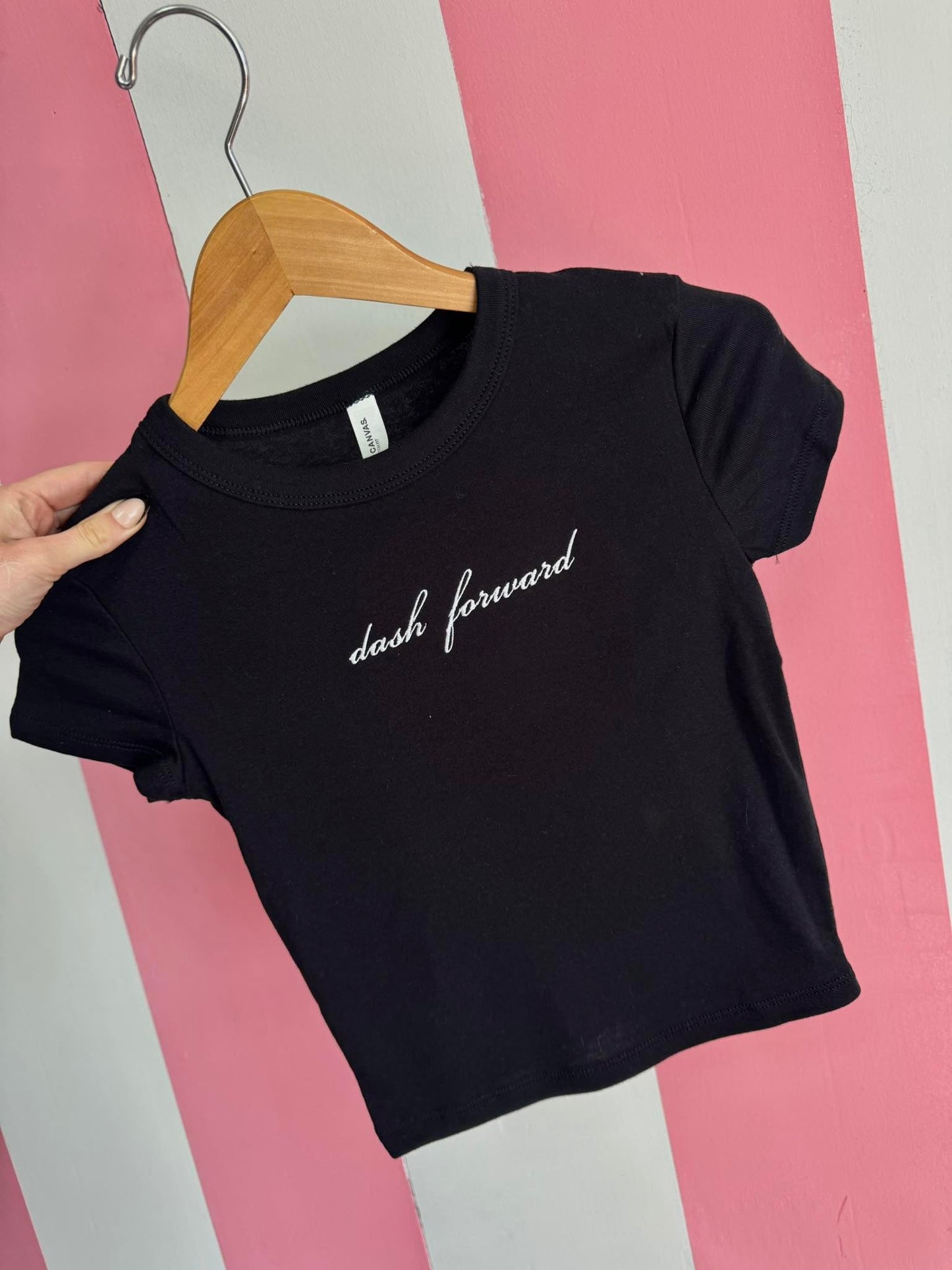 Dainty Custom Cursive Embroidery Crop T shirt