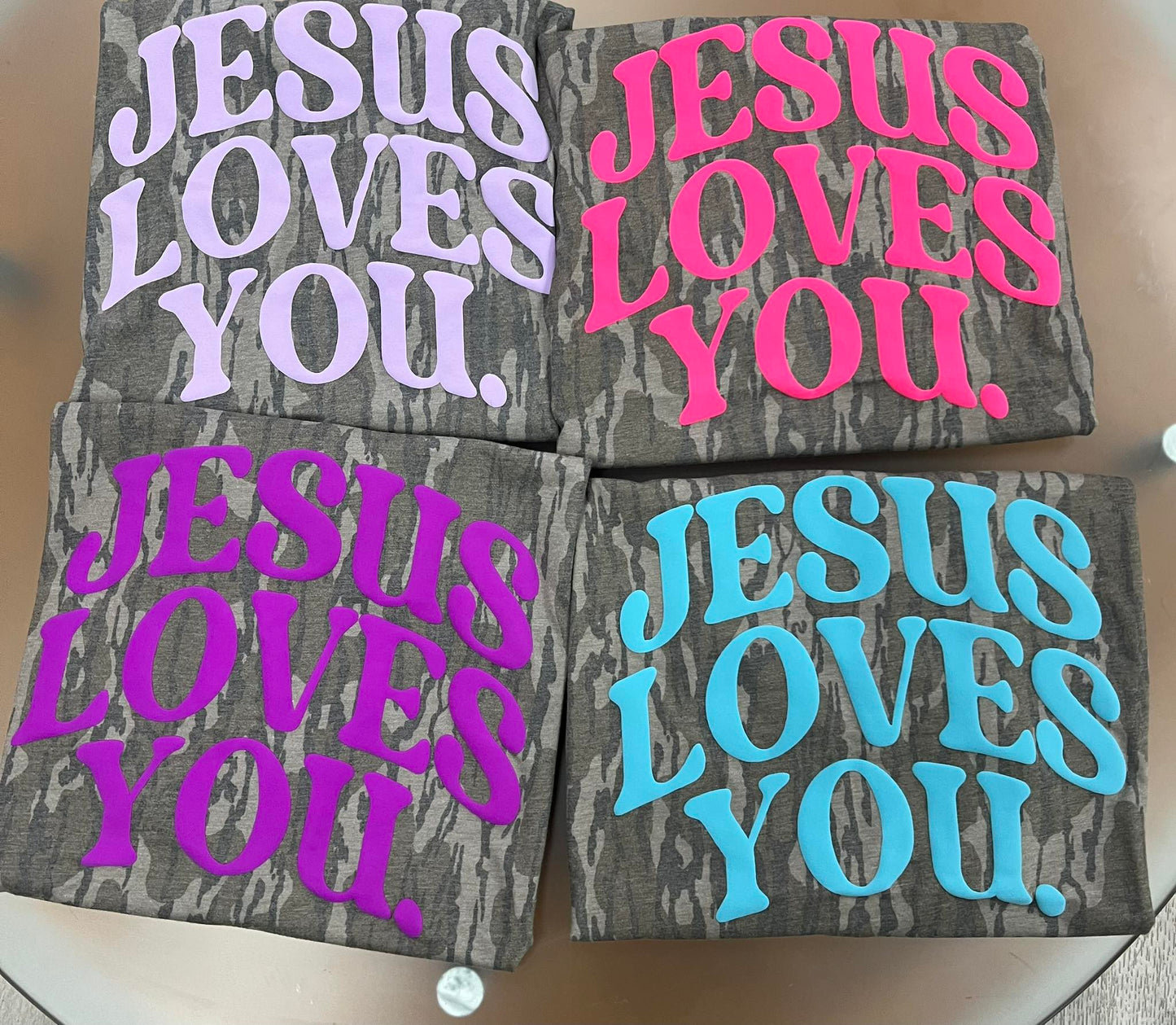 Jesus Loves You Bottomland Curved Puff Graphic