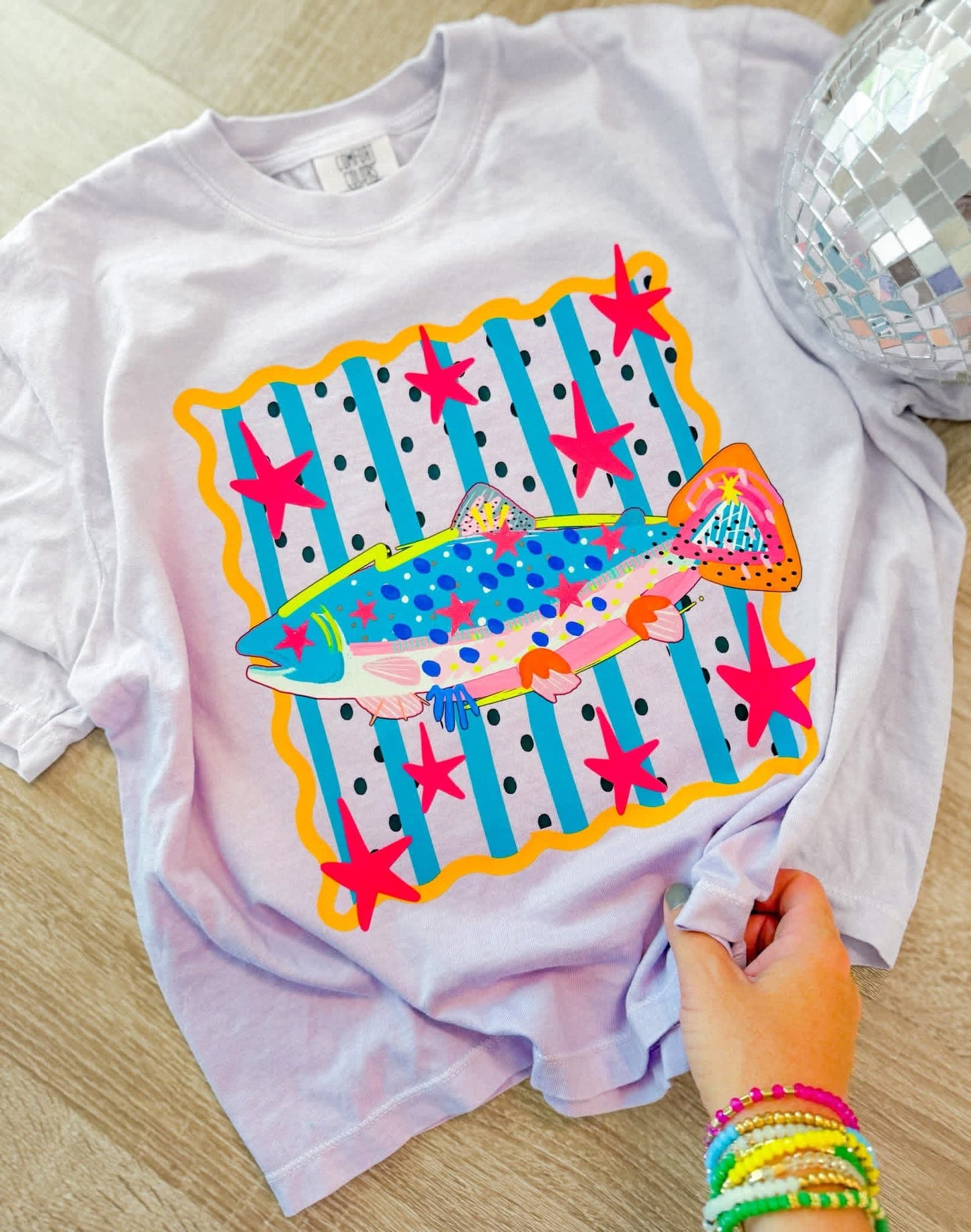 Colorful Coastal Fish Graphic Tee | Bright Beach Boutique Shirt | Summer Lake Day Graphic Tee | Fun Southern Fish T-Shirt