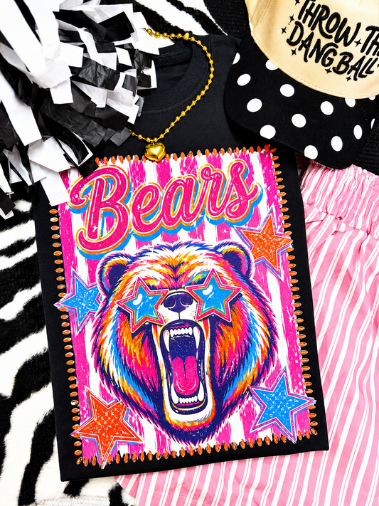 Bears Pink Stripe Preppy Tee