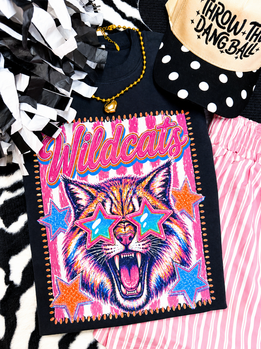 Wildcats Pink Stripe Preppy Tee