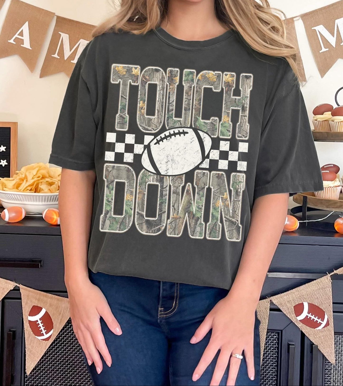 Touch Down GAME143 Camo Football Top