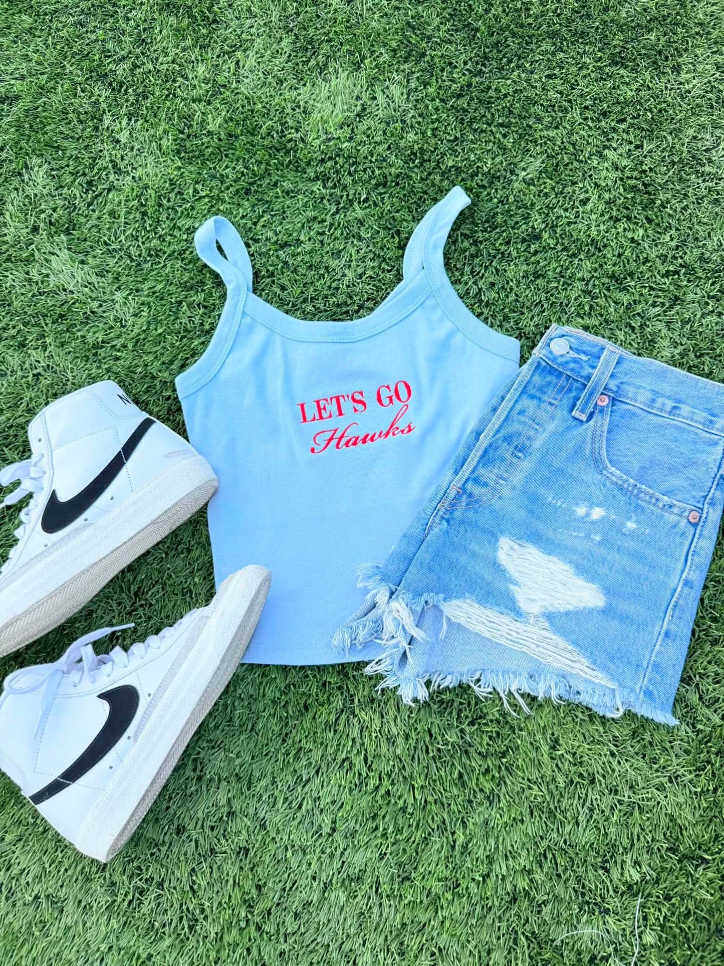 Embroidery Let's Go Team GAME117 Cropped Tank