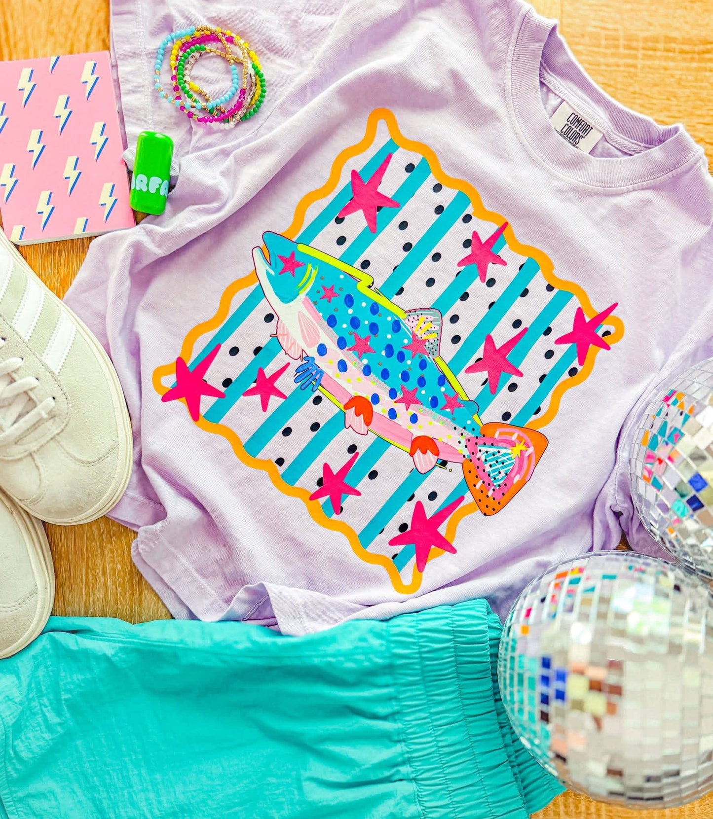 Colorful Coastal Fish Graphic Tee | Bright Beach Boutique Shirt | Summer Lake Day Graphic Tee | Fun Southern Fish T-Shirt