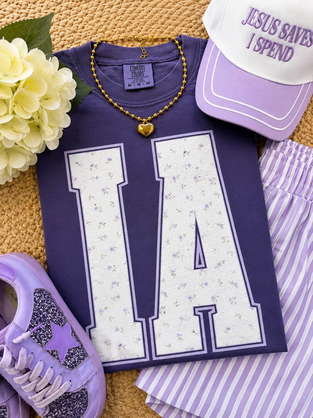 IA Purple Floral State Tee