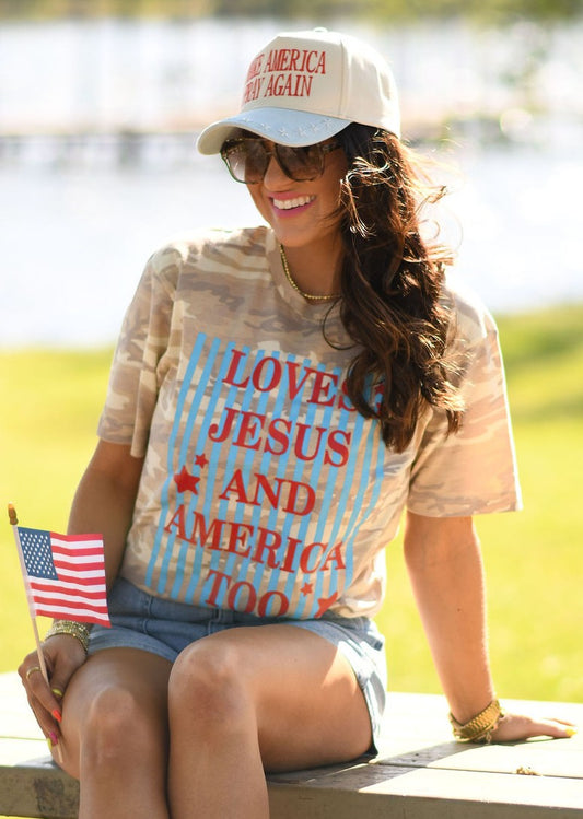 **SALE** RTS Loves Jesus And America Too Camo Tee
