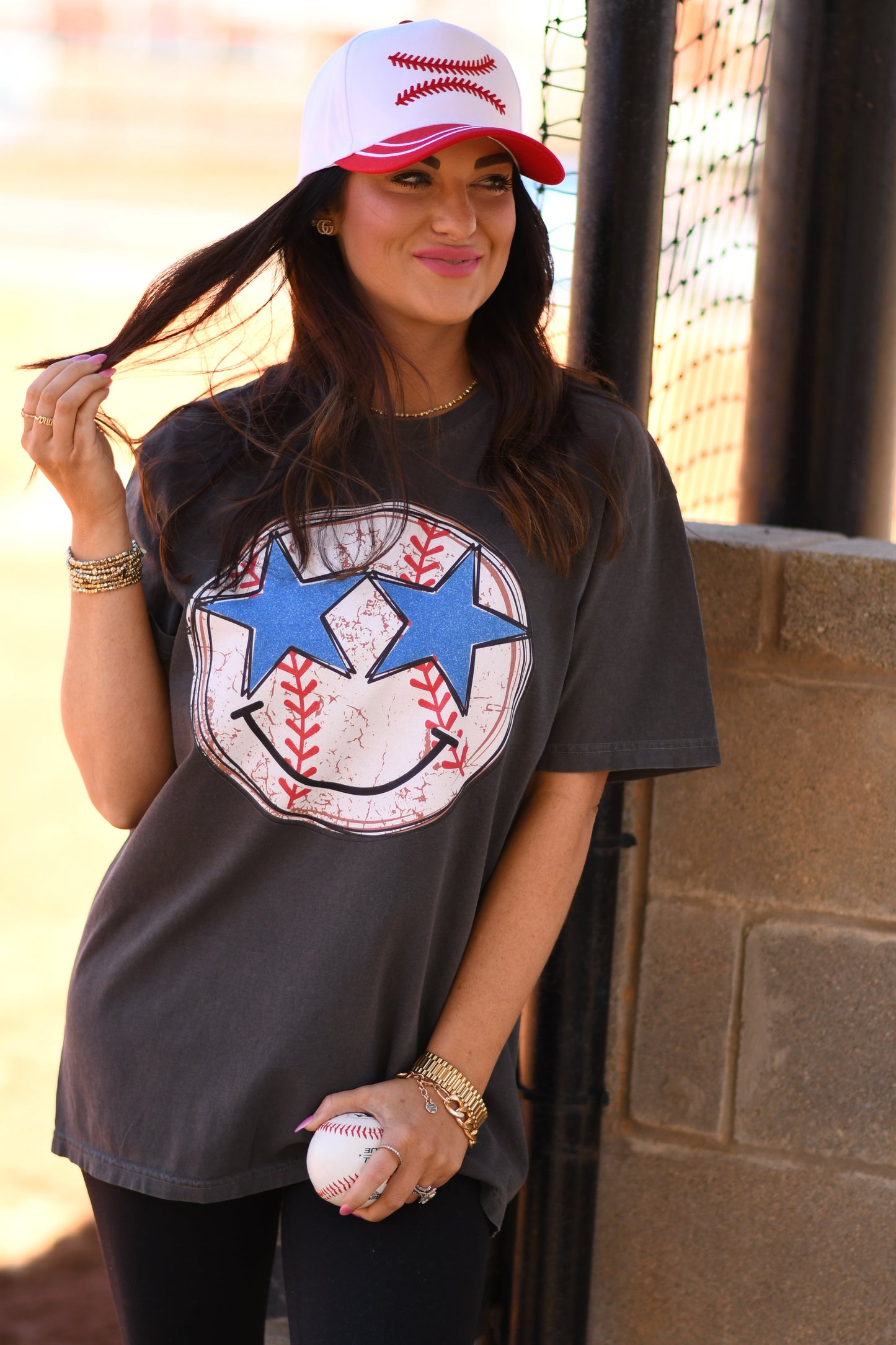 Baseball Star Smiley Tee