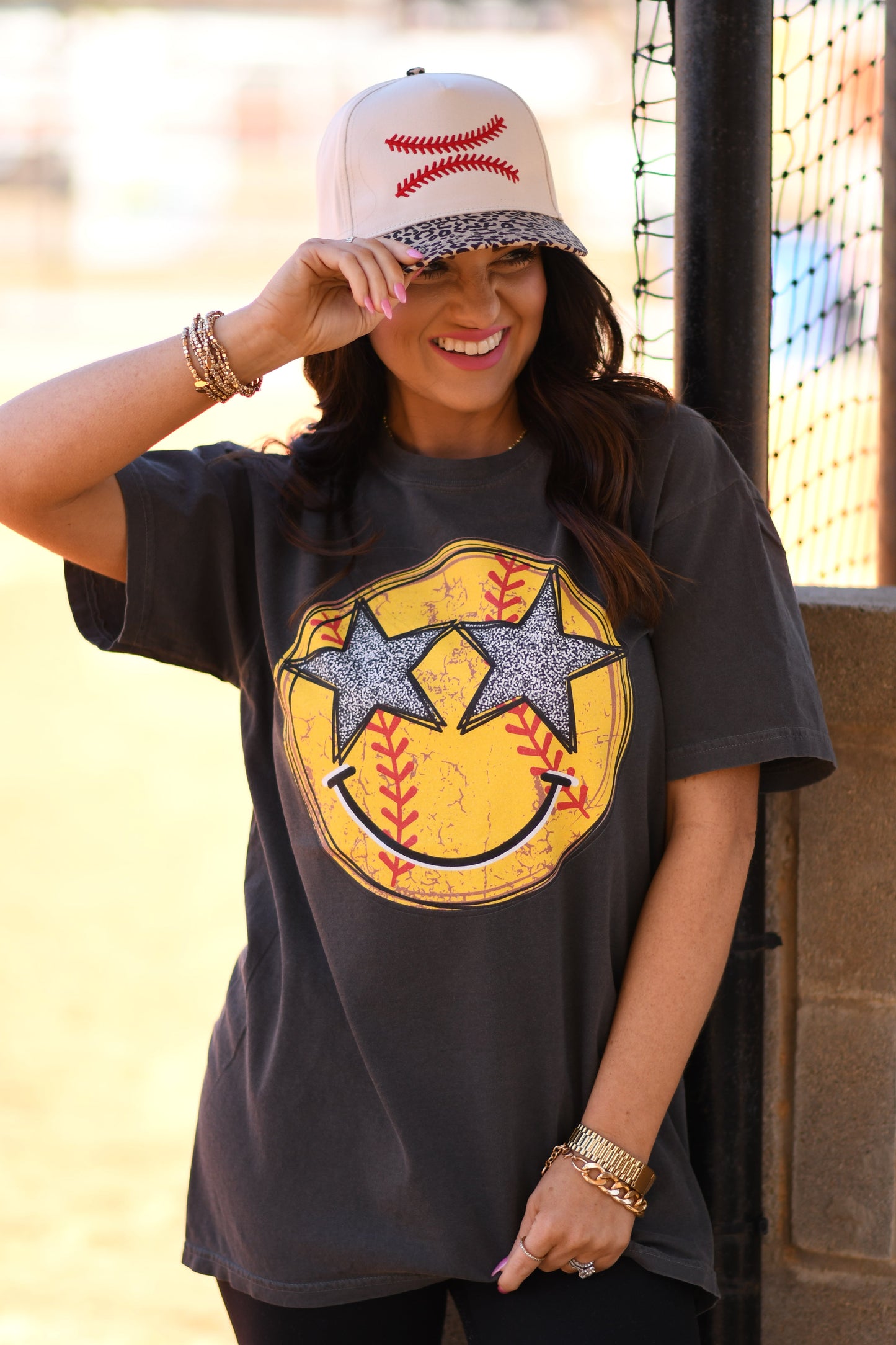 Softball Star Smiley Tee