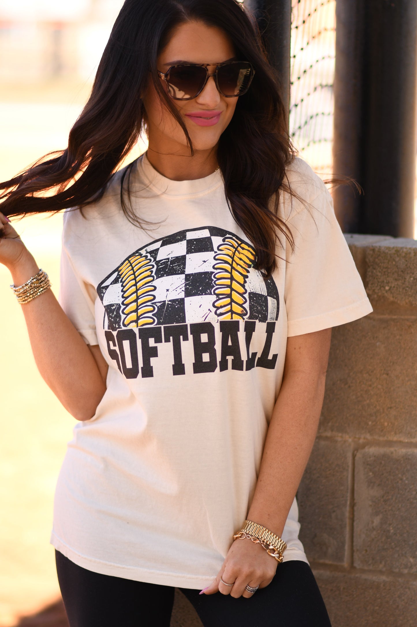 Checkered Softball Tee