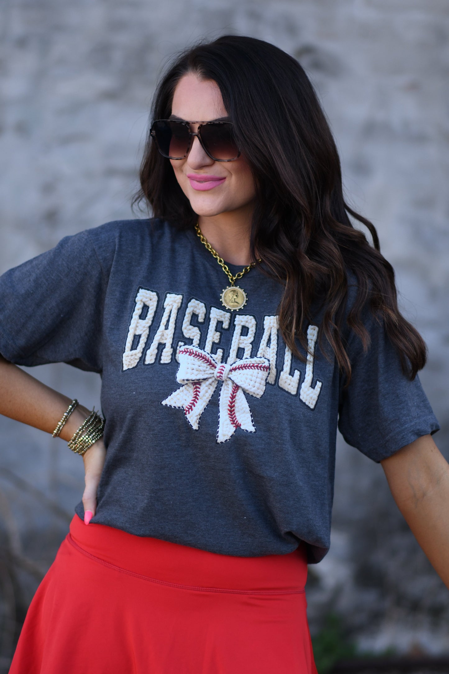 Faux Yarn Bow Baseball Tee