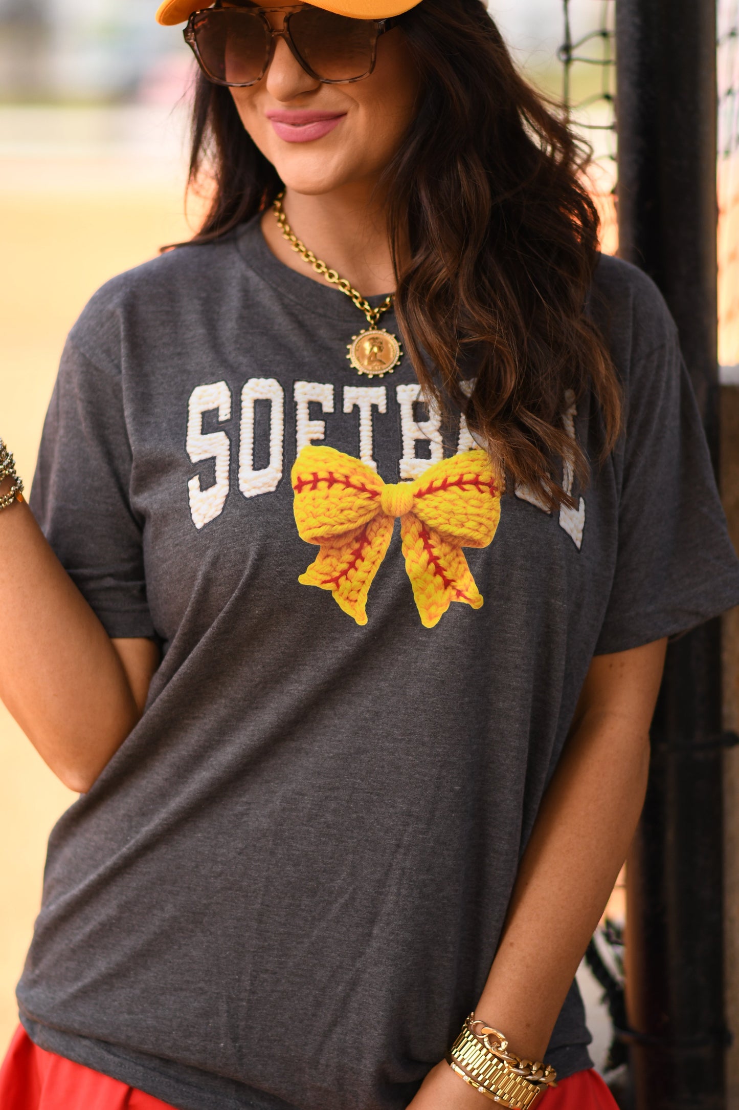 Faux Yarn Bow Softball Tee