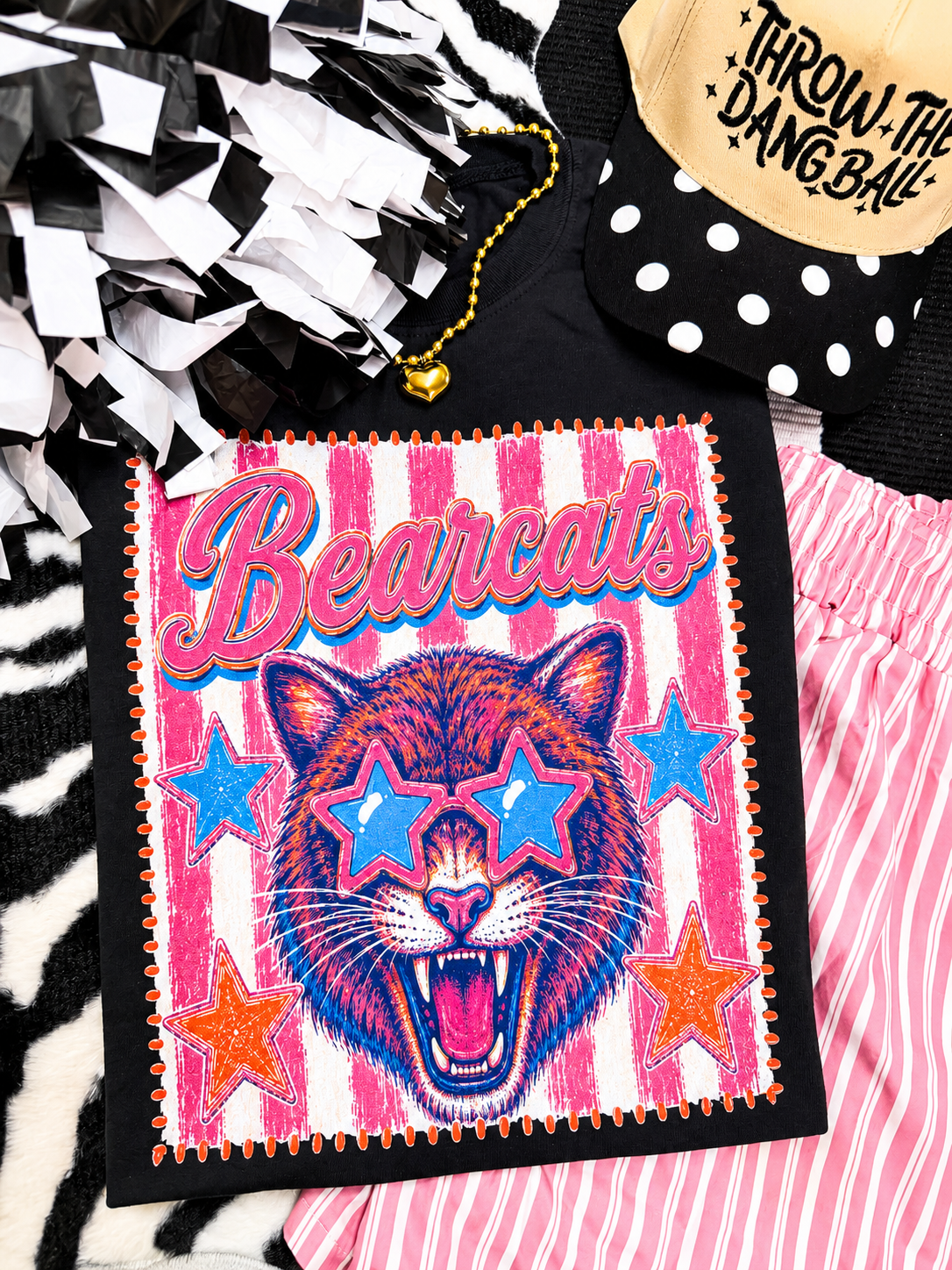 Bearcats Pink Stripe Preppy Tee
