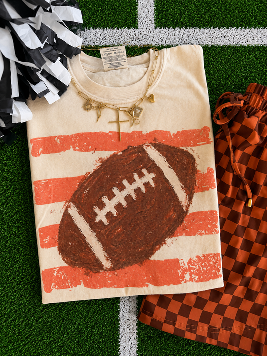 Striped Faux Painted Football Tee