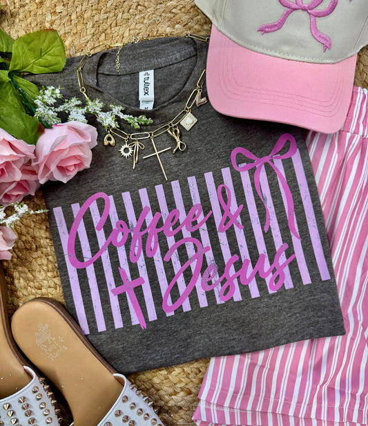 Coffee and Jesus Stripes Tee