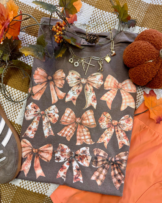 Fall Printed Bows Tee