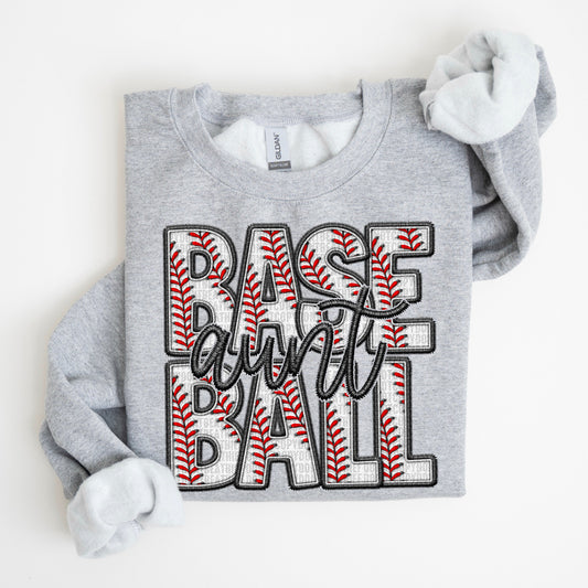 Baseball Family Member Sweatshirt FAUX embroidery - Multiple Styles