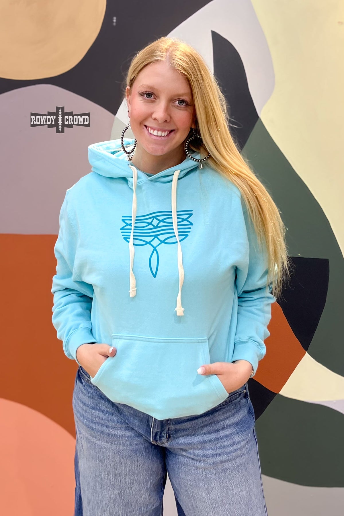 Turquoise Bali Boot Stitch Hoodie