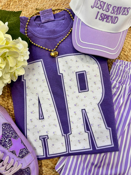 AR Purple Floral State Tee