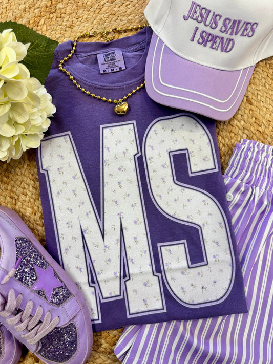 MS Purple Floral State Tee