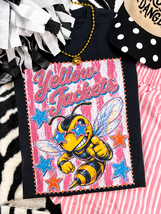Yellowjackets Pink Stripe Preppy Tee