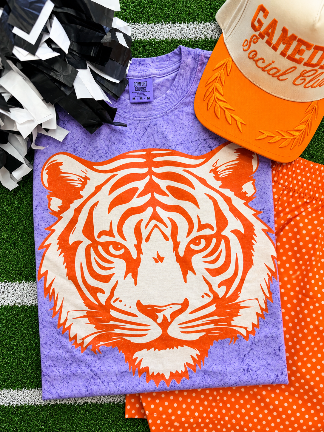 Orange and White Tiger Purple Colorblast Tee