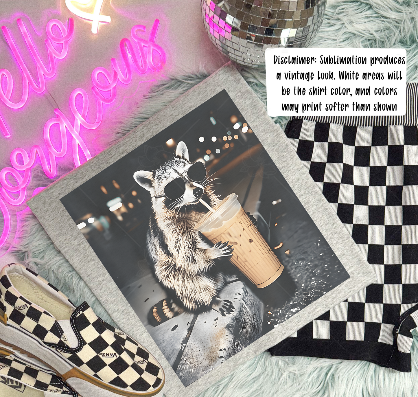 Raccoon Iced Coffee Tee SUB DEAL - Multiple Styles