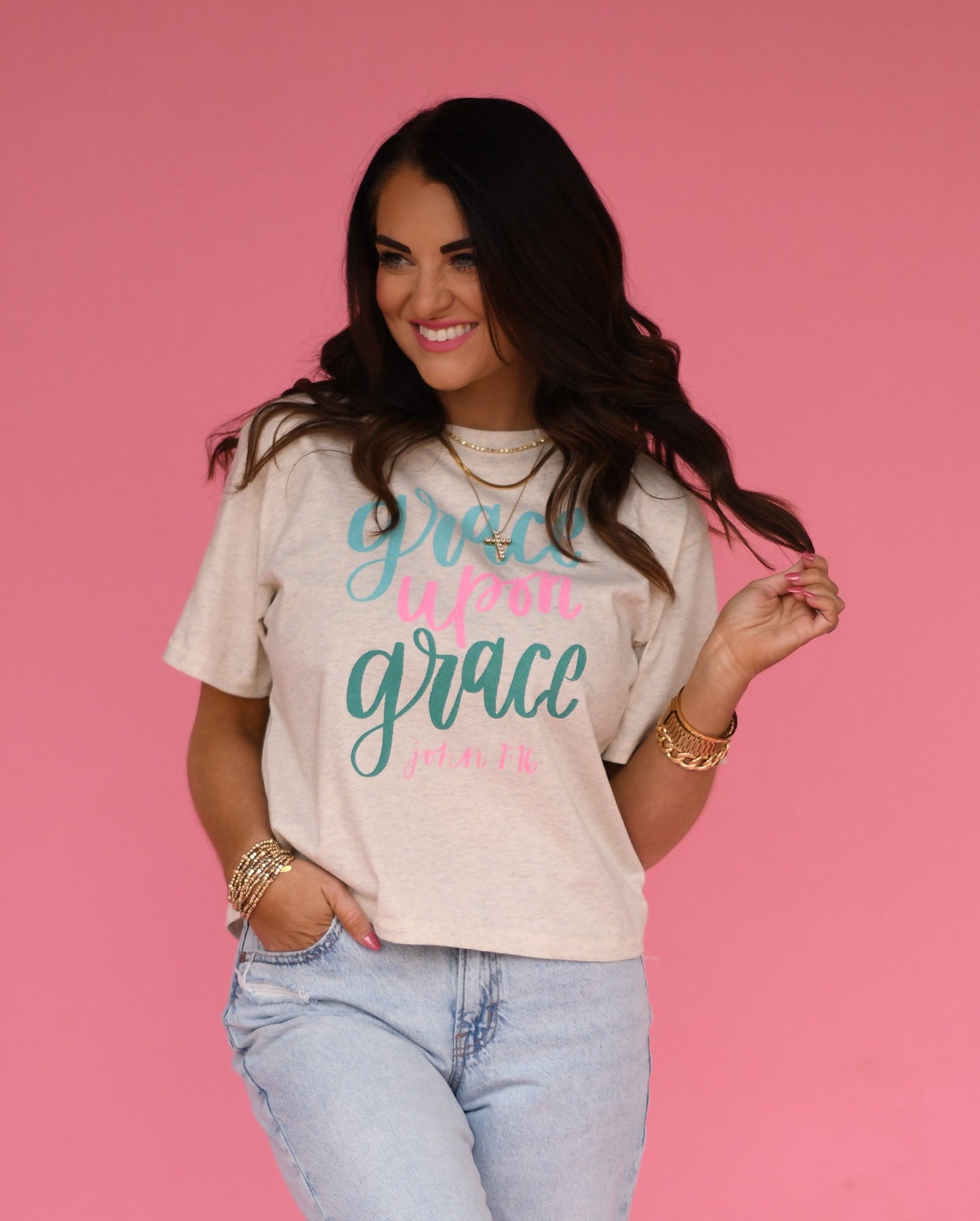 Grace Upon Grace Mock Neck Boxy Crop