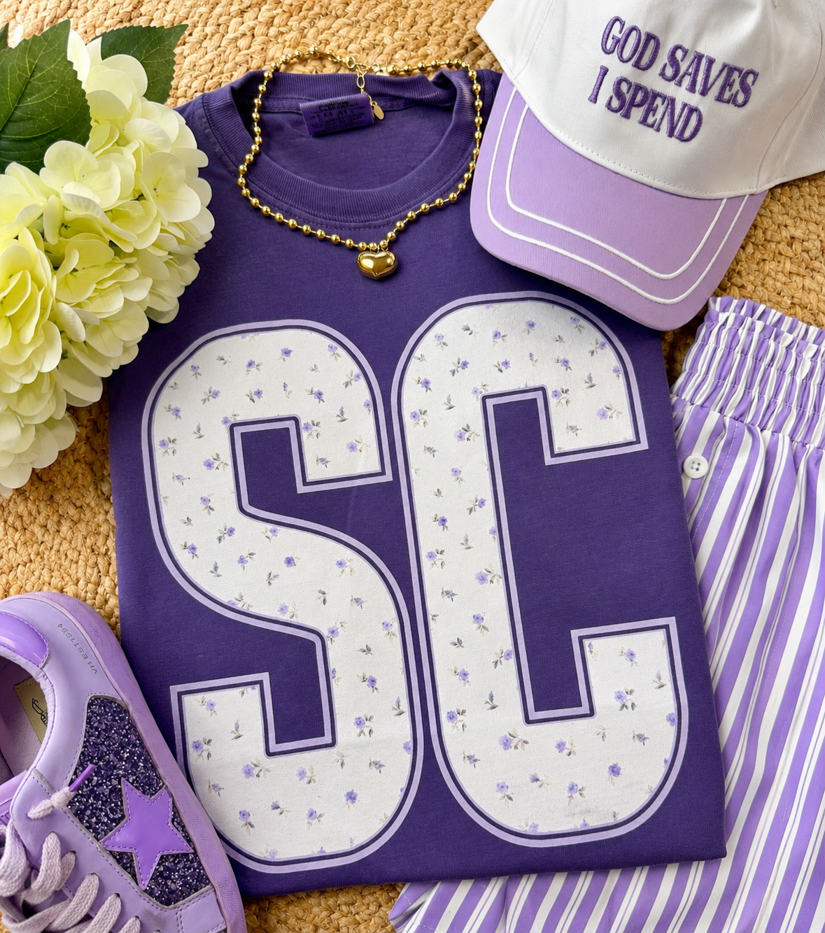 SC Purple Floral State Tee