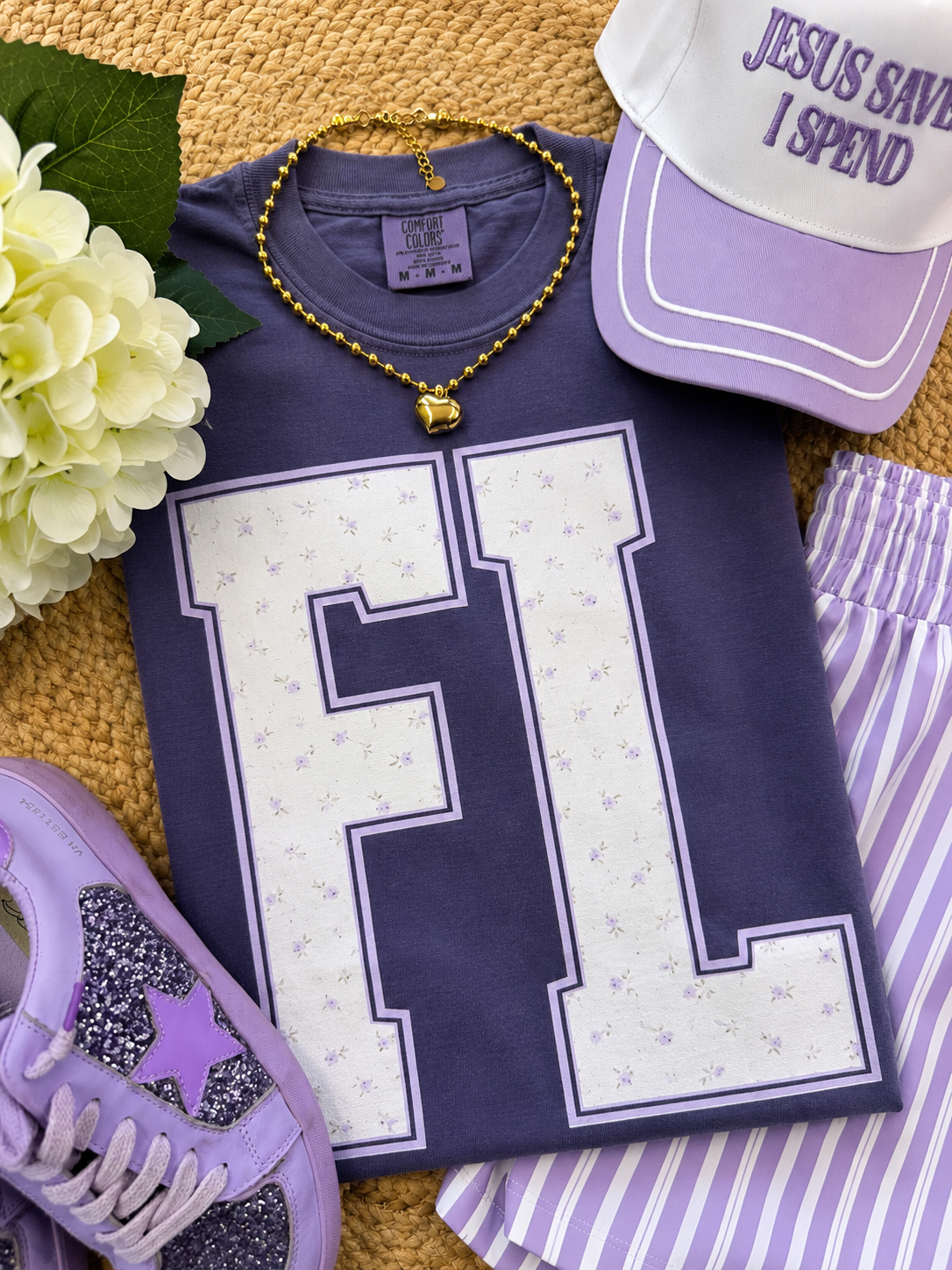 FL Purple Floral State Tee
