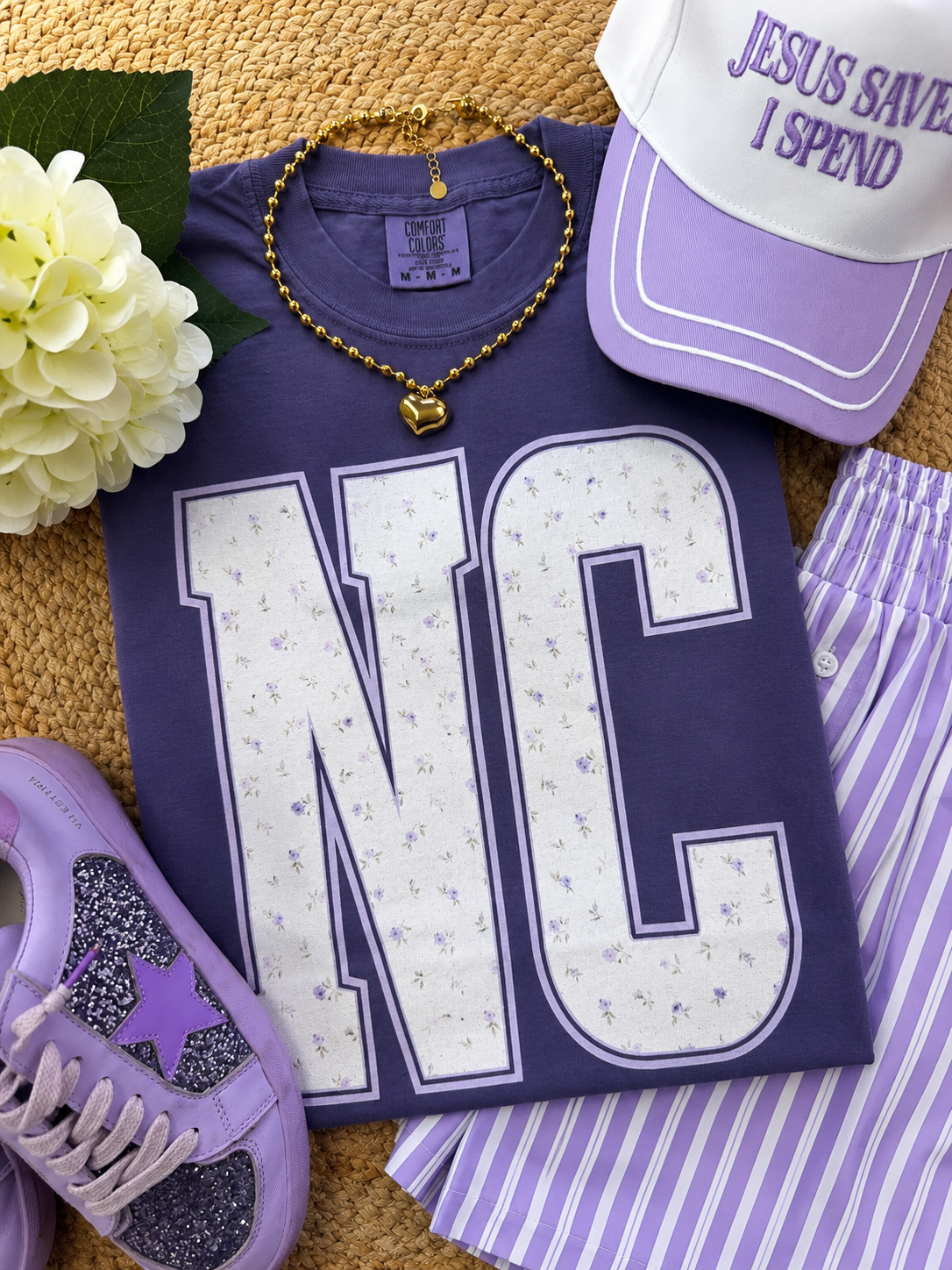 NC Purple Floral State Tee