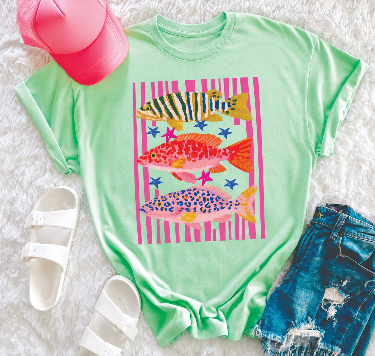 Stripe Funky Fish Tee
