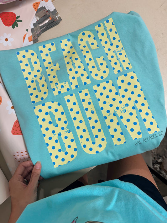 Beach Bum Polka Dot Graphic Tee | Coastal Summer Shirt | Beach Vacation Graphic Tee