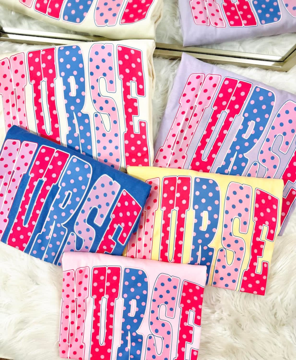 Nurse CUST53 Polka Dots Multi DTF Graphic