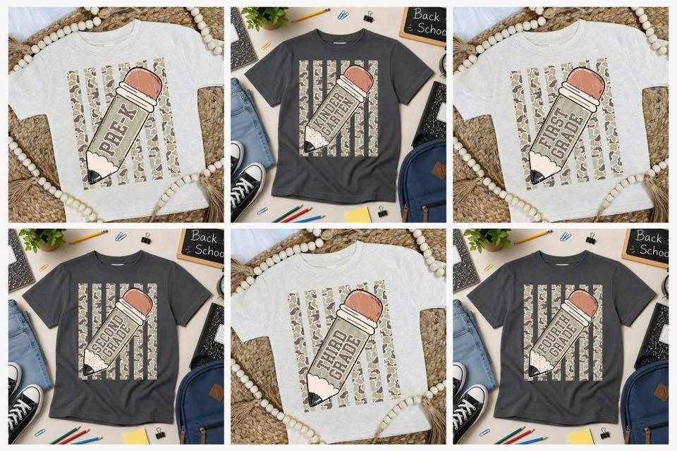 Camo School Pencil Grade Custom DTF Tee