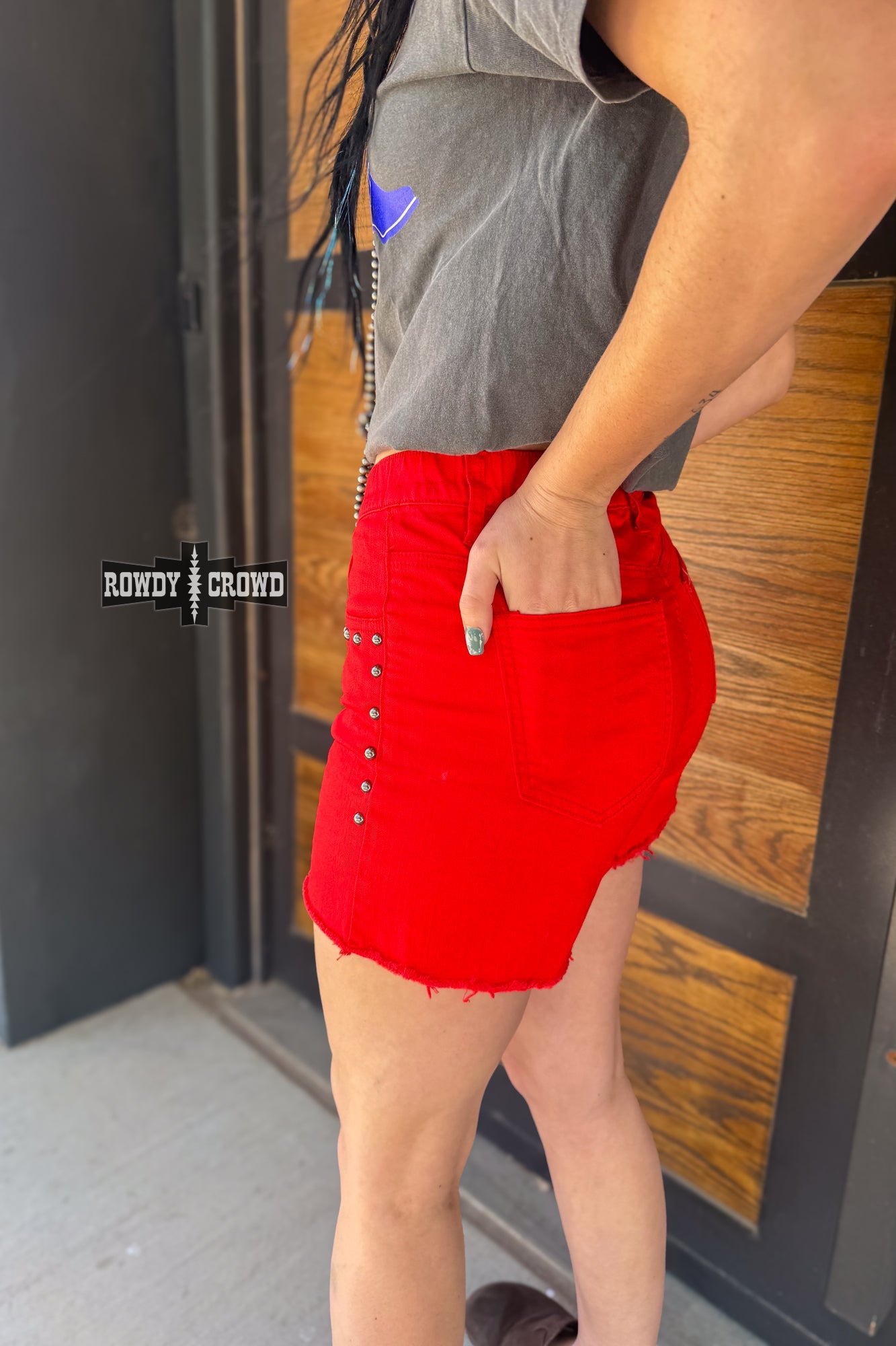 RED- Shenandoah Stud Shorts