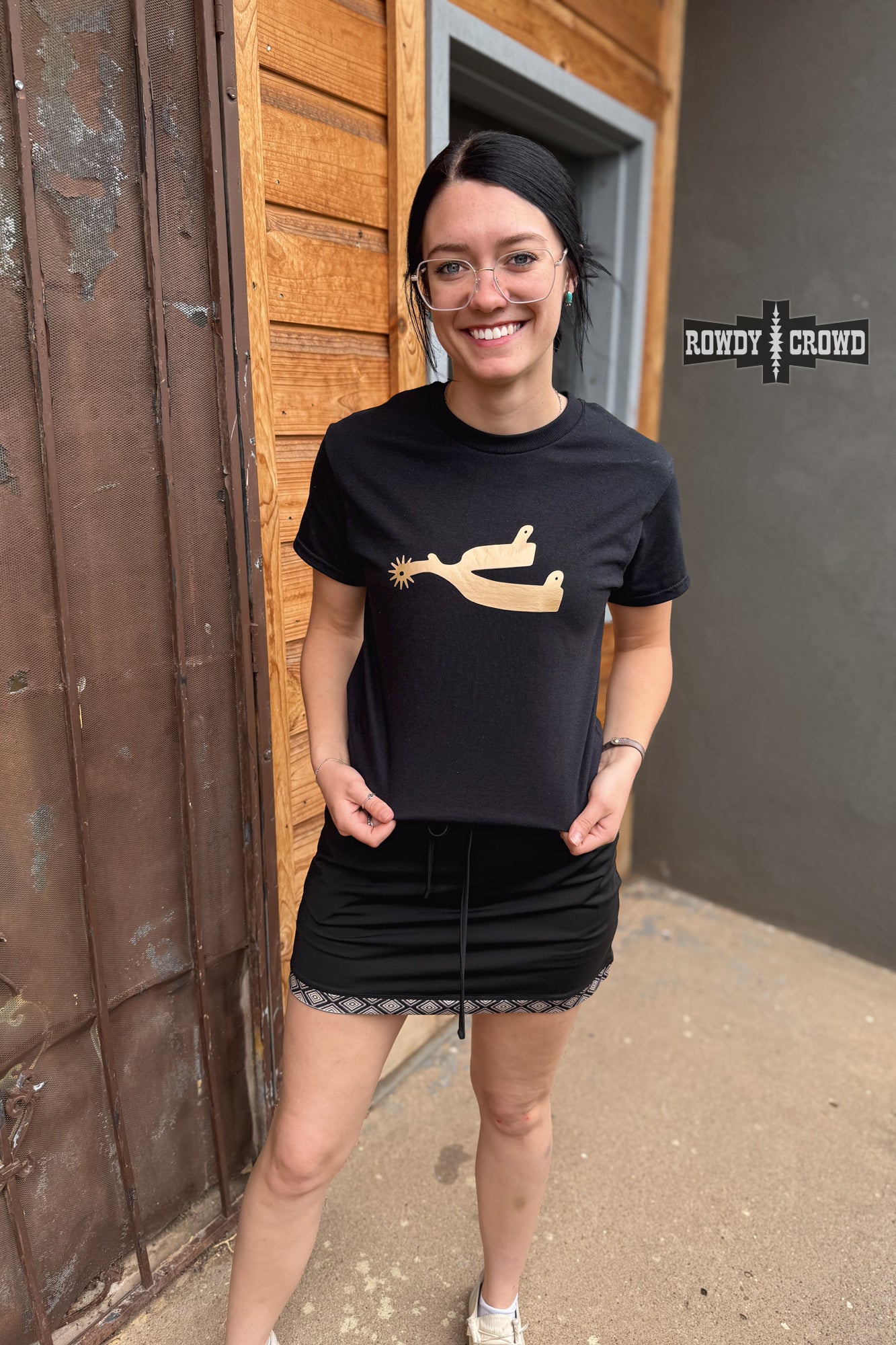 Metallic Spur Tee- BLACK