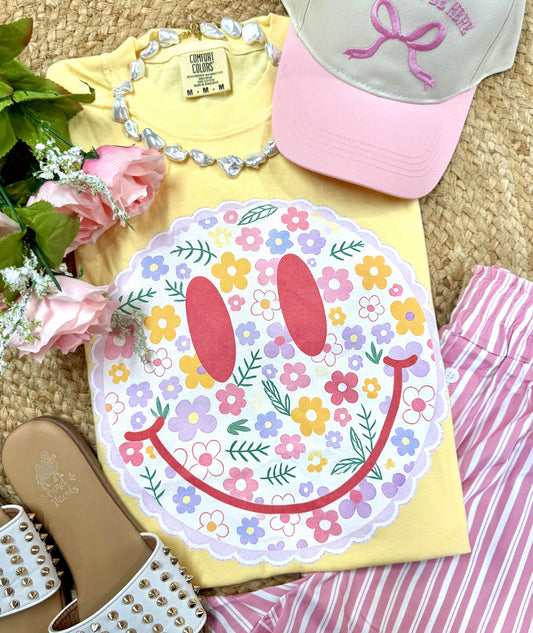 FLORAL SMILEY TEE