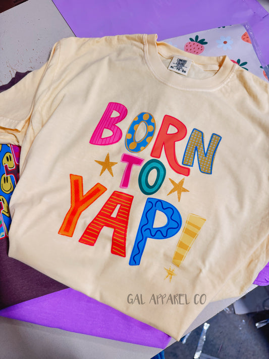 Born to Yap Graphic Tee | Funny Yapper Shirt | Trendy Graphic Tee | Colorful Retro Tee | Funny Saying Shirt | Comfort Colors Tee