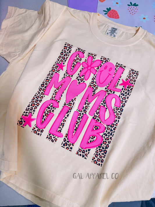 Cool Moms Club Shirt – Leopard Print Graphic Tee, Pink Trendy Mom Tee, Cute Summer Boutique T-Shirt