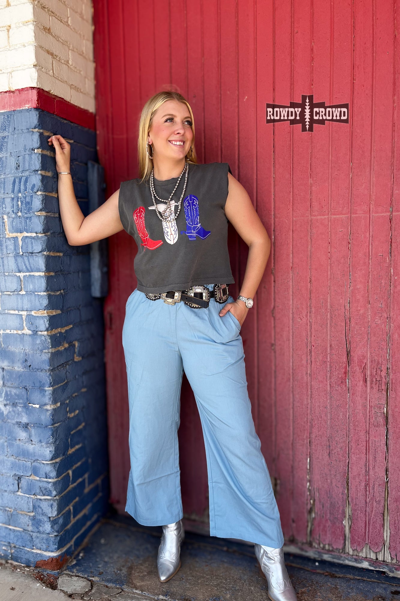 Red, White & Boots Tank