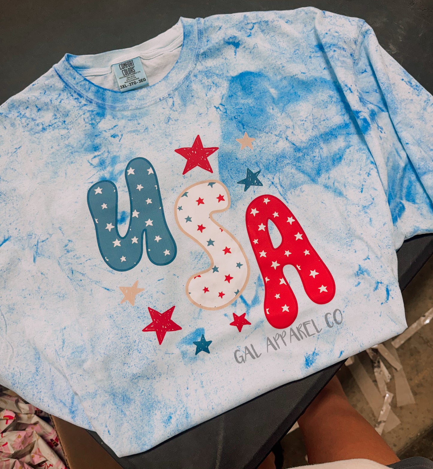 USA stars Graphic Tee | Fourth of July Shirt | Red White & Blue Summer Tee | Cute Americana Graphic Tee | Comfort Colors USA Shirt