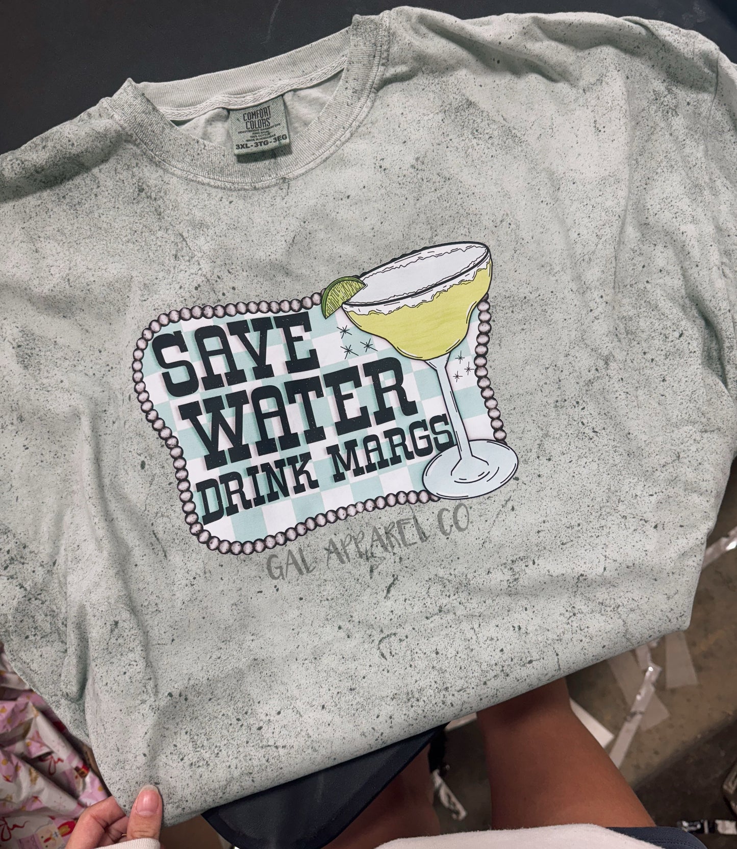 Save water drink margs checker tee or sweatshirt