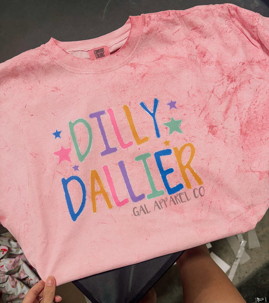 Dilly Dallier Graphic Tee | Funny Colorful Retro Shirt | Cute Comfort Colors Tee | Trendy Boutique Graphic Tee | Playful Summer Shirt