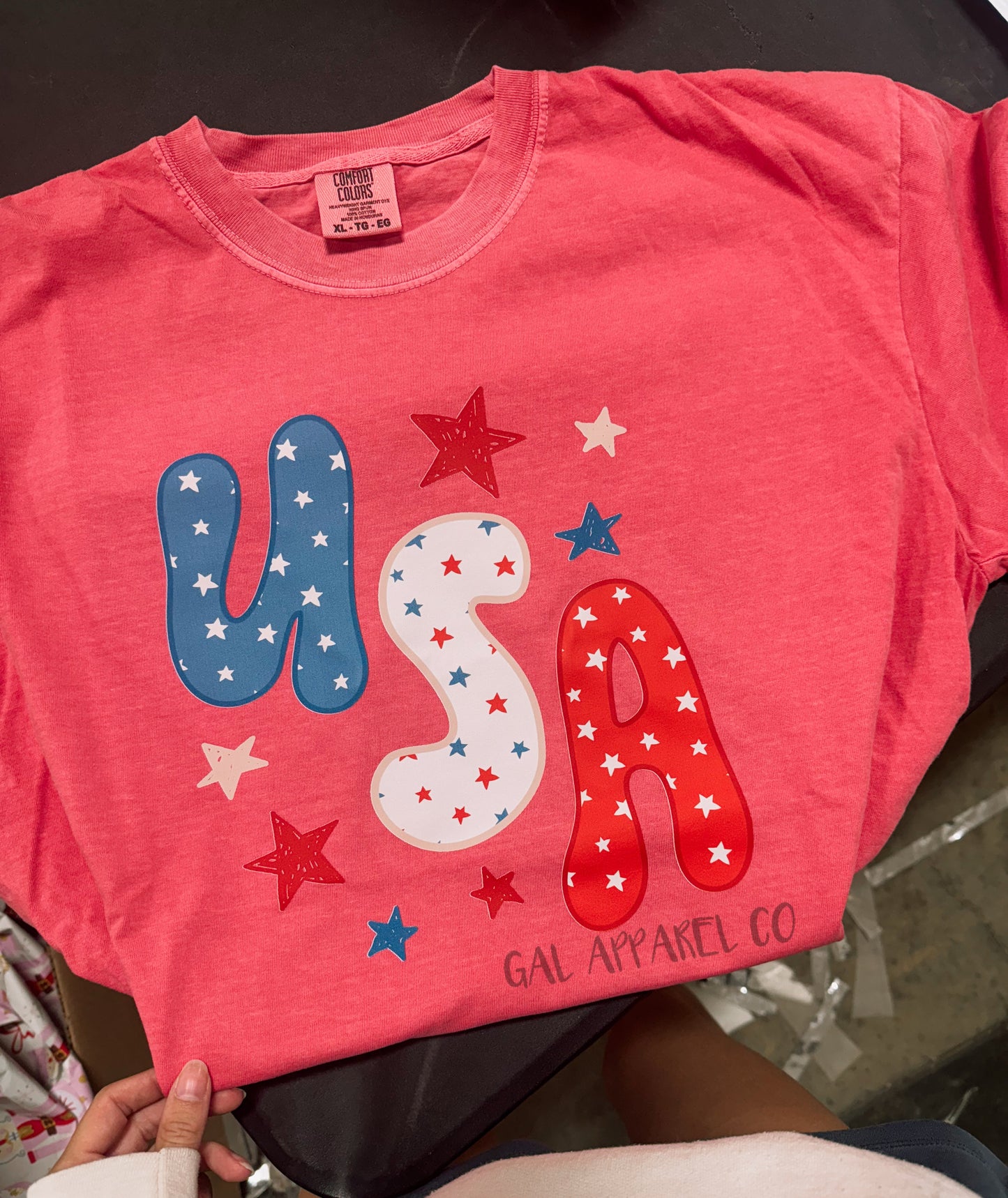 USA stars Graphic Tee | Fourth of July Shirt | Red White & Blue Summer Tee | Cute Americana Graphic Tee | Comfort Colors USA Shirt