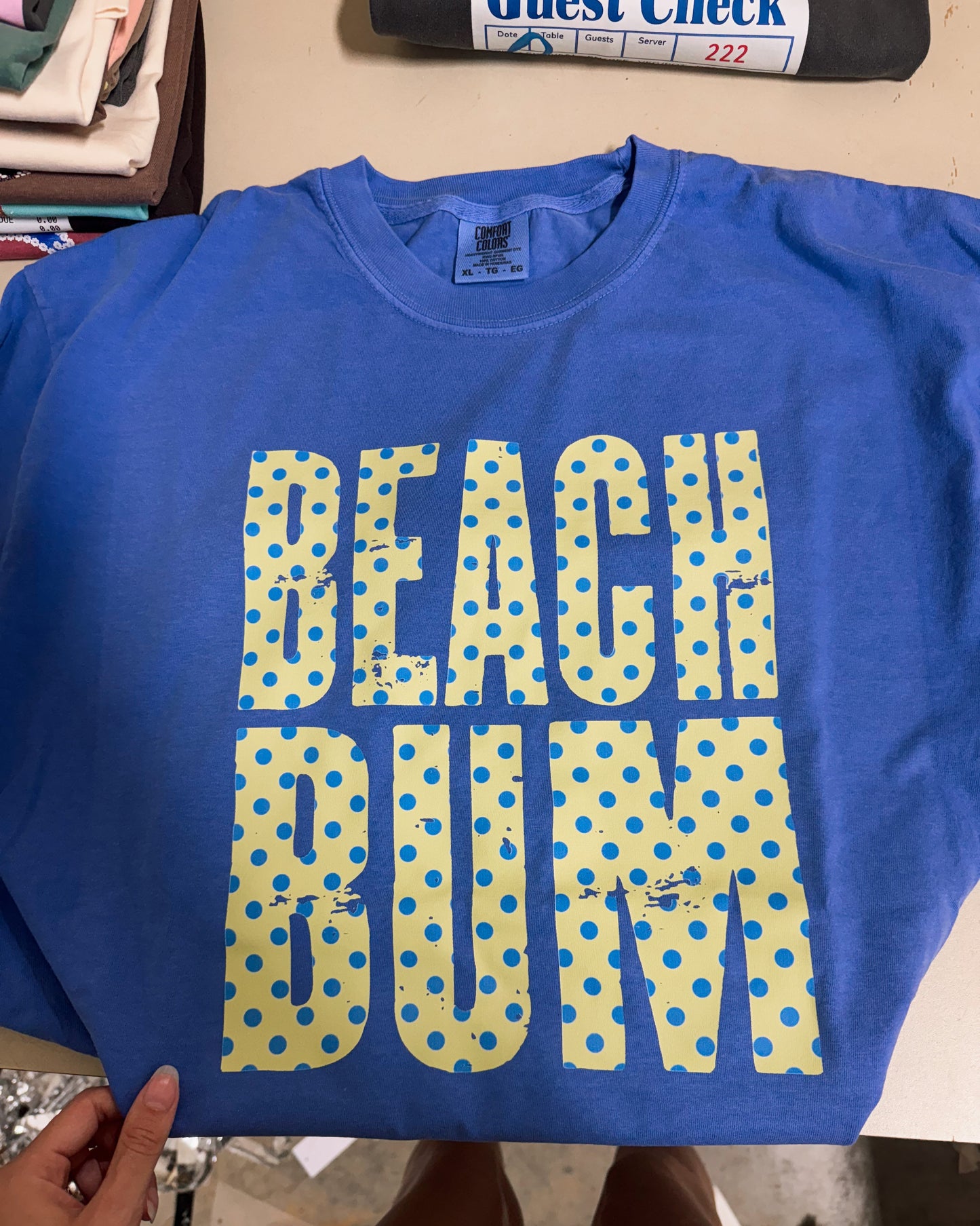 Beach Bum Polka Dot Graphic Tee | Coastal Summer Shirt | Beach Vacation Graphic Tee