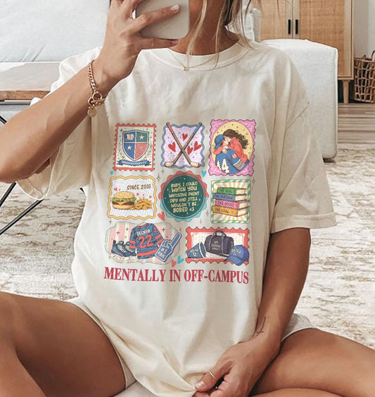 Mentally In Off-Campus Graphic Tee | Hockey Romance Reader Shirt