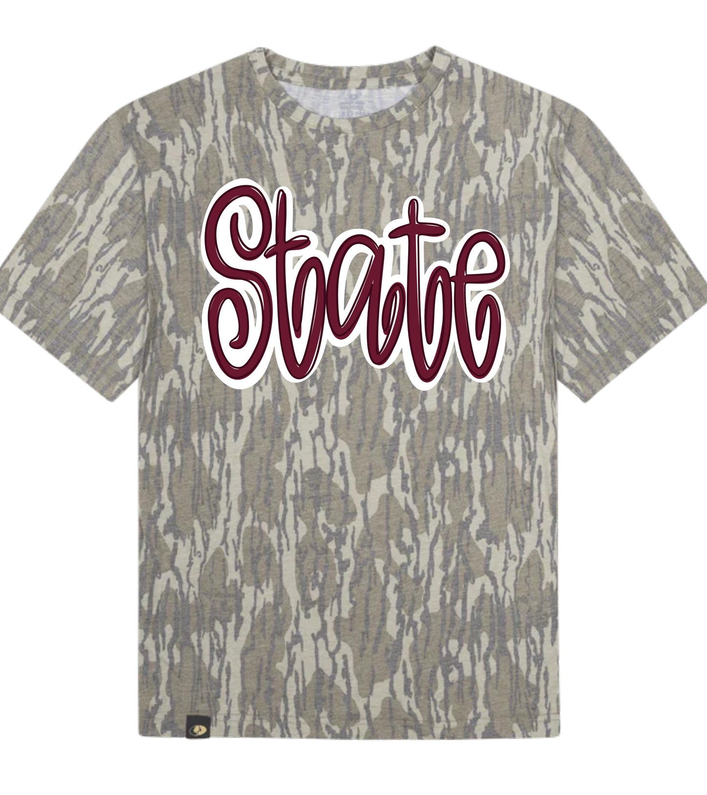 Custom State Swirly Name DTF Camo Tee