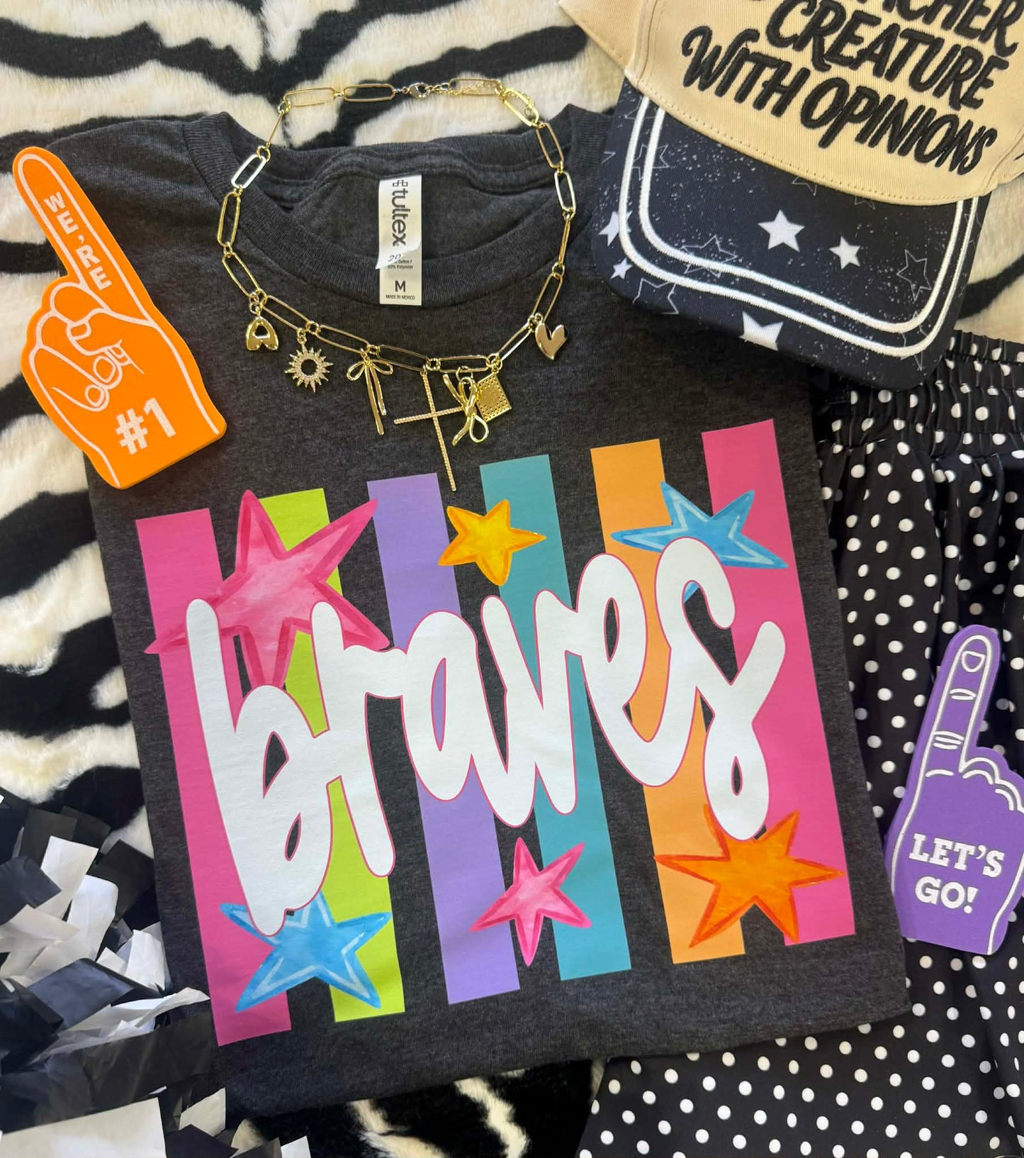 BRAVES NEON RAINBOW STARS TEE